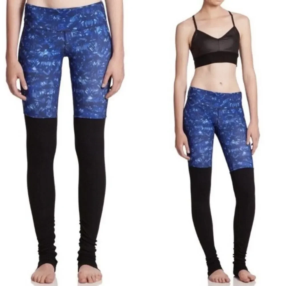 NWT ALO YOGA Goddess Leggings Kaleidoscope Blue & Black Gym Sports Size XXS
